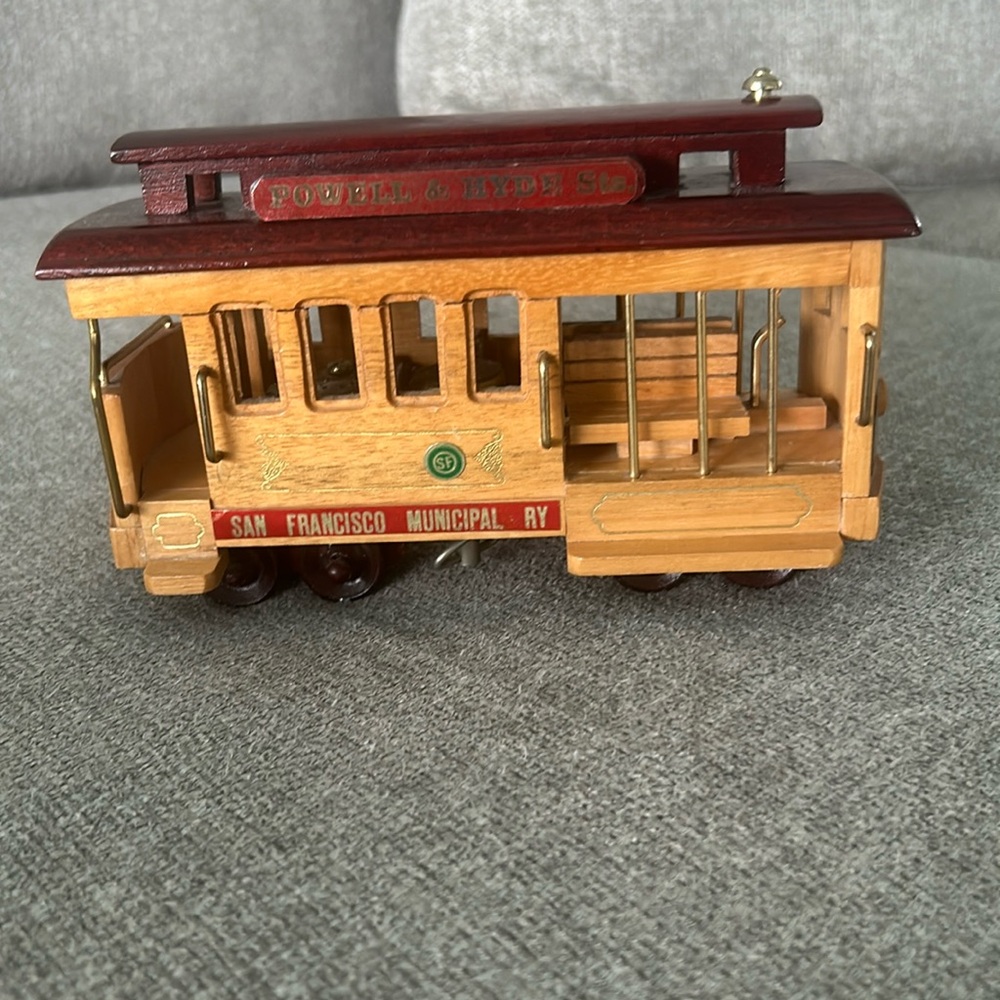 Powell & Hyde Sts Musical Wood Trolley Car